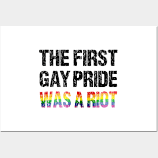 The First Gay Pride was a Riot Distressed Rainbow Flag Design Posters and Art